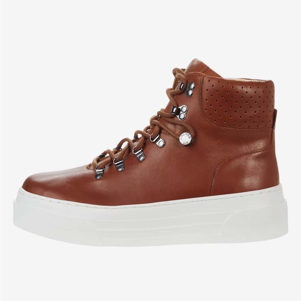 NWT J/SLIDES ADELE Tan Leather Casual Boot Sneaker - Picture 3 of 16
